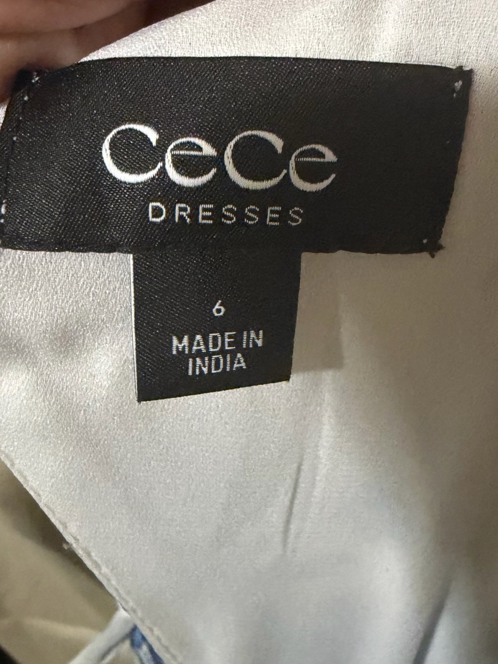 CeCe White and Blue Floral Maxi Dress with Tie-Back V-Neck - Picture 7 of 8